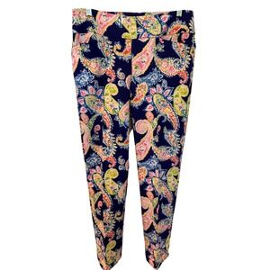 IBKUL Women's Pants Size‎ 6 Cropped Slim Leg Colorful Paisley Print